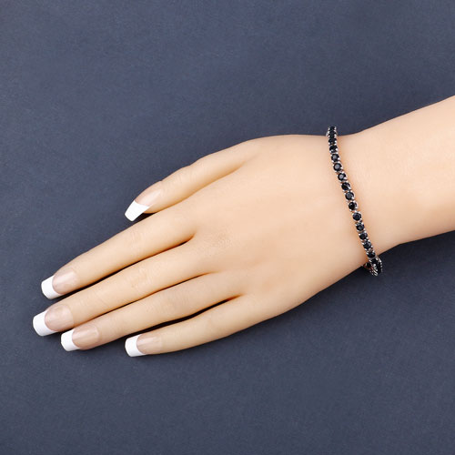 8.36 Carat Genuine Blue Sapphire .925 Sterling Silver Bracelet