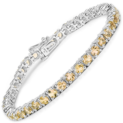 Bracelets-6.72 Carat Genuine Citrine .925 Sterling Silver Bracelet