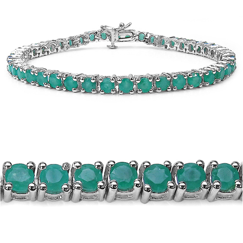 Bracelets-6.60 Carat Genuine Emerald .925 Sterling Silver Bracelet