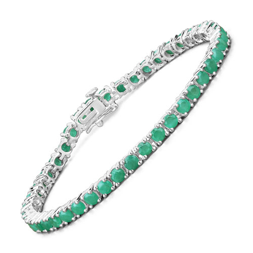 Bracelets-7.48 Carat Genuine Emerald .925 Sterling Silver Bracelet