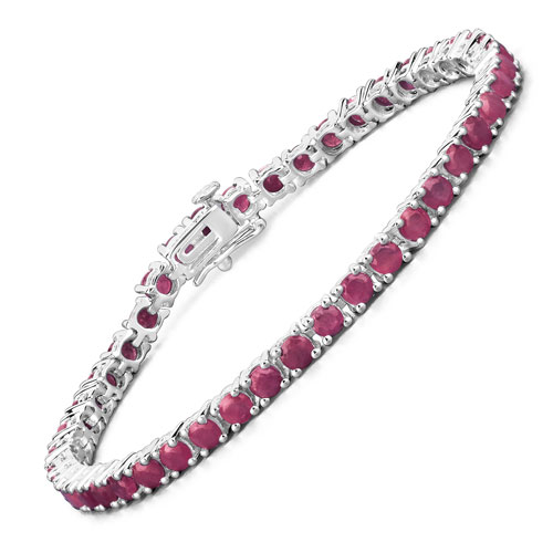 Bracelets-8.80 Carat Genuine Ruby .925 Sterling Silver Bracelet