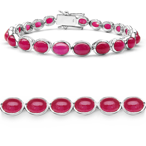 Bracelets-26.40 Carat Genuine Ruby .925 Sterling Silver Bracelet