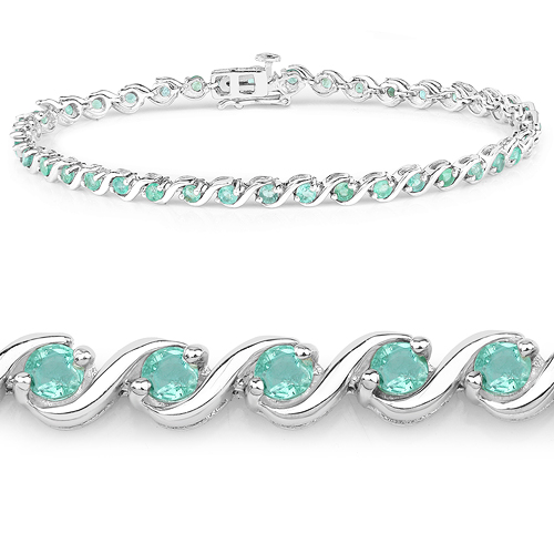 1.82 Carat Genuine Emerald .925 Sterling Silver Bracelet