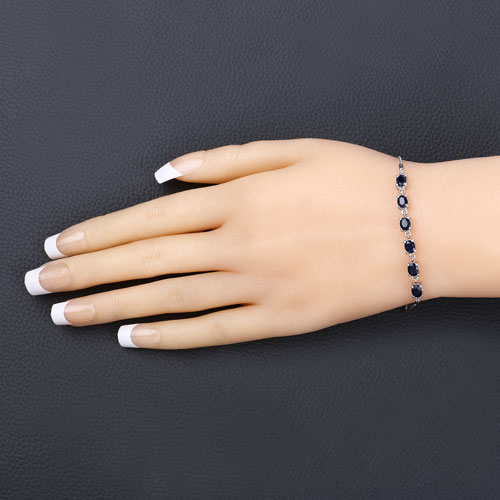 2.04 Carat Genuine Blue Sapphire .925 Sterling Silver Bracelet