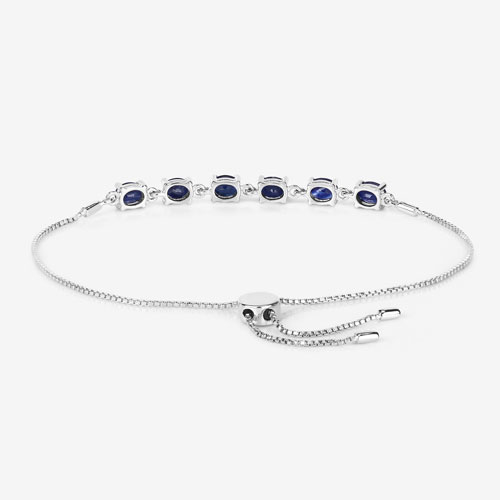 2.04 Carat Genuine Blue Sapphire .925 Sterling Silver Bracelet