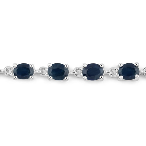 2.04 Carat Genuine Blue Sapphire .925 Sterling Silver Bracelet