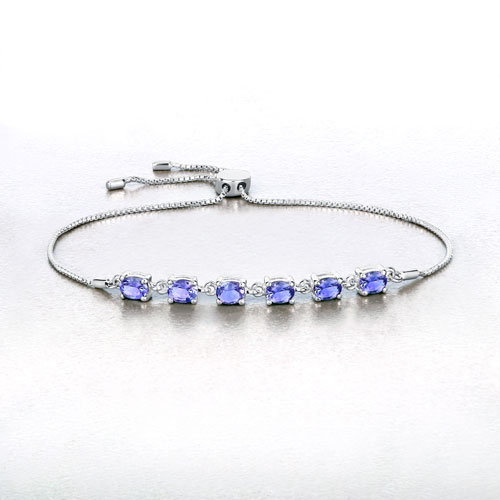 1.98 Carat Genuine Tanzanite .925 Sterling Silver Bracelet