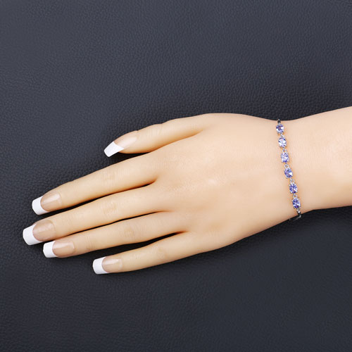 1.98 Carat Genuine Tanzanite .925 Sterling Silver Bracelet