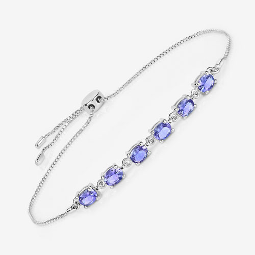 1.98 Carat Genuine Tanzanite .925 Sterling Silver Bracelet