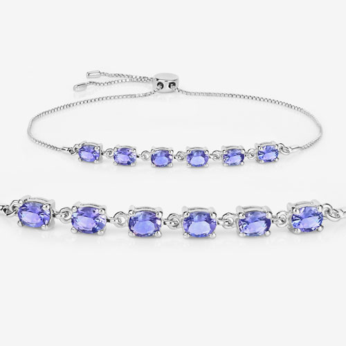 1.98 Carat Genuine Tanzanite .925 Sterling Silver Bracelet