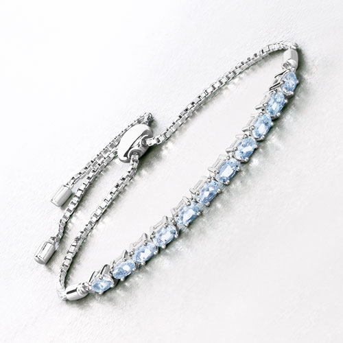 2.20 Carat Genuine Aquamarine .925 Sterling Silver Bracelet
