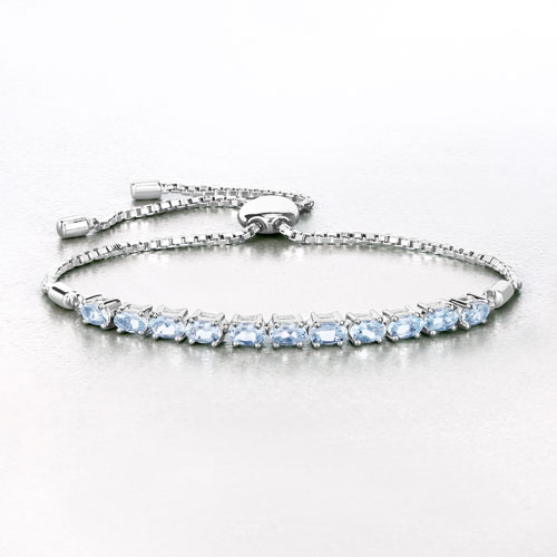 2.20 Carat Genuine Aquamarine .925 Sterling Silver Bracelet