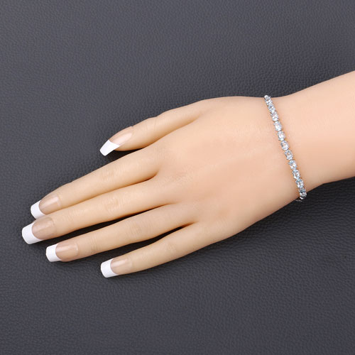 2.20 Carat Genuine Aquamarine .925 Sterling Silver Bracelet