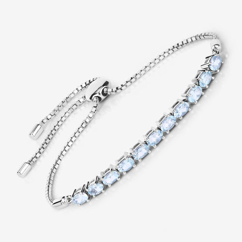 2.20 Carat Genuine Aquamarine .925 Sterling Silver Bracelet