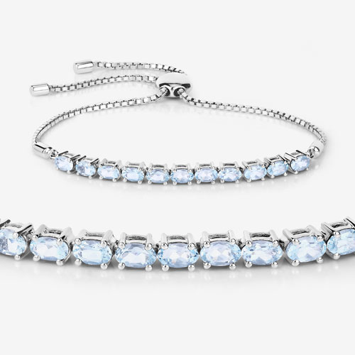 2.20 Carat Genuine Aquamarine .925 Sterling Silver Bracelet