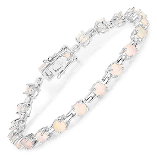 Bracelets-3.15 Carat Genuine Ethiopian Opal .925 Sterling Silver Bracelet
