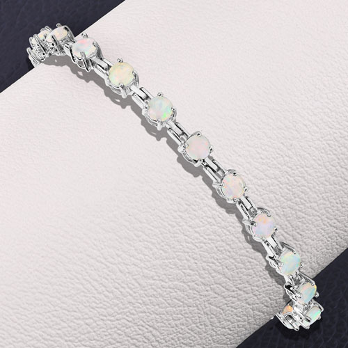 3.15 Carat Genuine Ethiopian Opal .925 Sterling Silver Bracelet