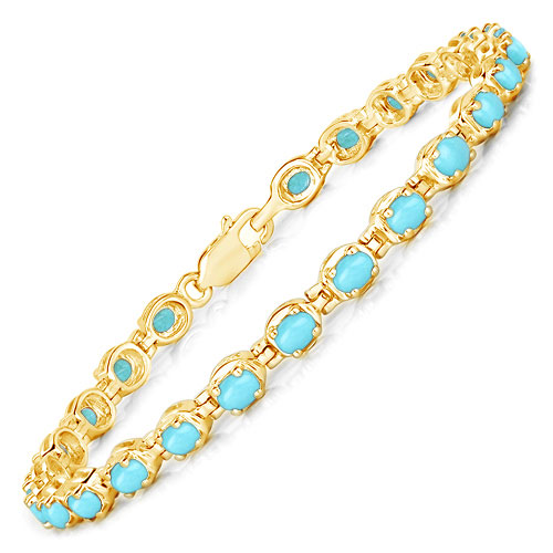 Bracelets-3.60 Carat Genuine Turquoise .925 Sterling Silver Bracelet