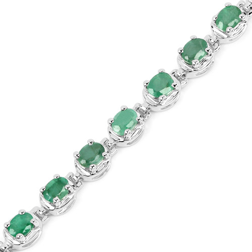 3.90 Carat Genuine Zambian Emerald .925 Sterling Silver Bracelet