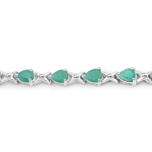 3.36 Carat Genuine Emerald .925 Sterling Silver Bracelet