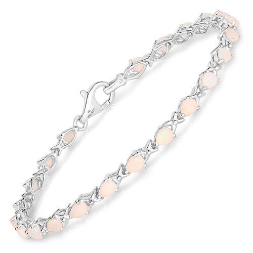 Bracelets-2.42 Carat Genuine Ethiopian Opal .925 Sterling Silver Bracelet
