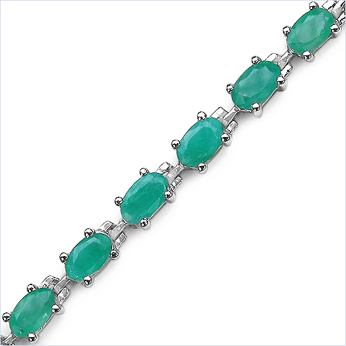 6.70 Carat Genuine Emerald Sterling Silver Bracelet