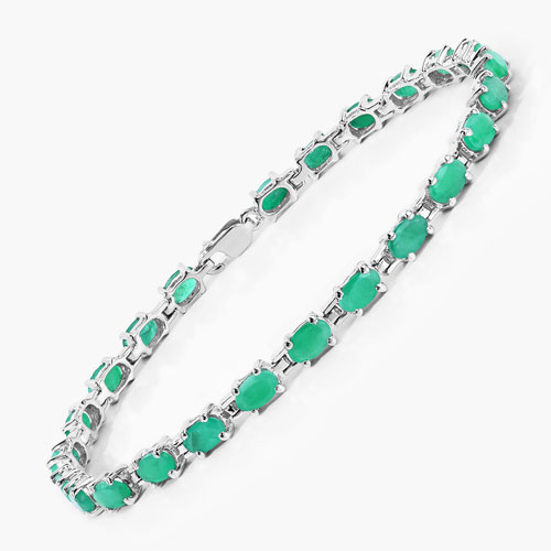 4.80 Carat Genuine Emerald .925 Sterling Silver Bracelet
