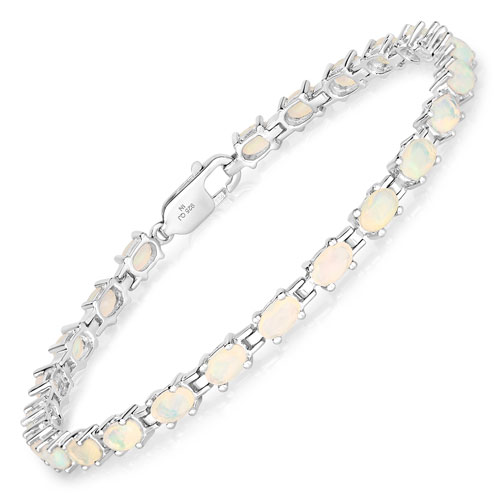 Bracelets-3.36 Carat Genuine Ethiopian Opal .925 Sterling Silver Bracelet