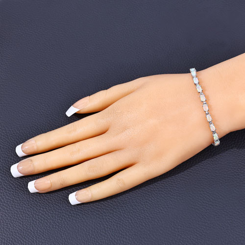 3.36 Carat Genuine Ethiopian Opal .925 Sterling Silver Bracelet