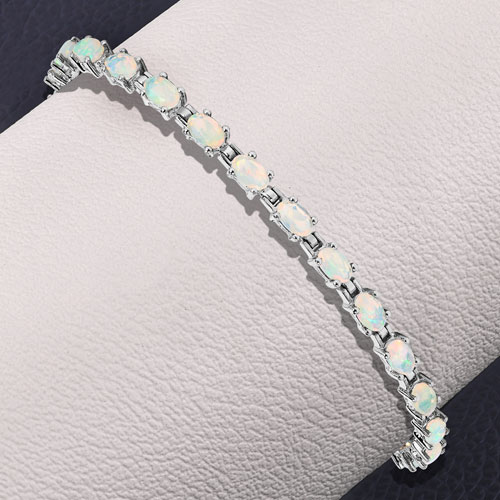 3.36 Carat Genuine Ethiopian Opal .925 Sterling Silver Bracelet