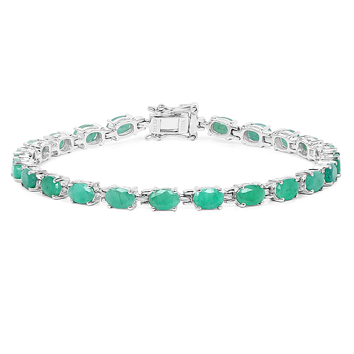 9.68 Carat Genuine Emerald Sterling Silver Bracelet
