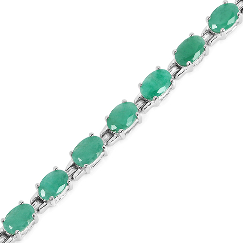 9.68 Carat Genuine Emerald Sterling Silver Bracelet