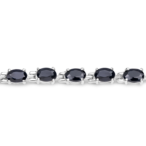 10.56 Carat Genuine Blue Sapphire .925 Sterling Silver Bracelet
