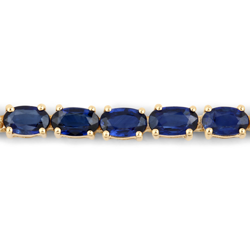 7.48 Carat Genuine Blue Sapphire 14K Yellow Gold Bracelet