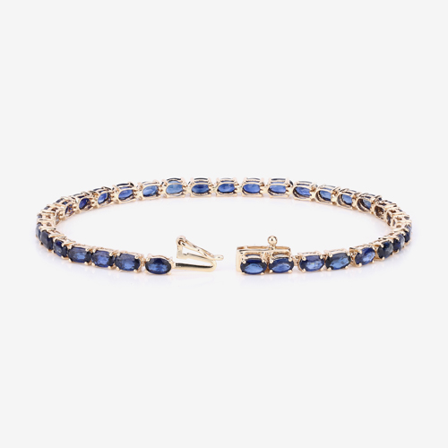 7.48 Carat Genuine Blue Sapphire 14K Yellow Gold Bracelet