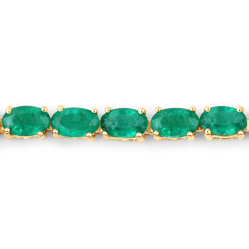 6.46 Carat Genuine Zambian Emerald 14K Yellow Gold Bracelet
