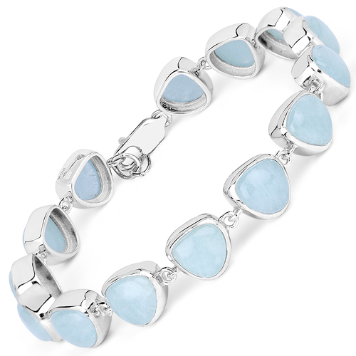 25.90 Carat Genuine Aquamarine .925 Sterling Silver Bracelet