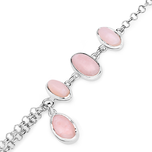 4.67 Carat Genuine Pink Opal .925 Sterling Silver Bracelet