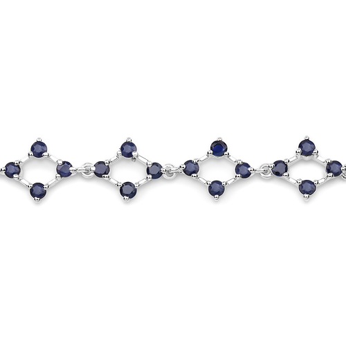3.36 Carat Genuine Blue Sapphire .925 Sterling Silver Bracelet