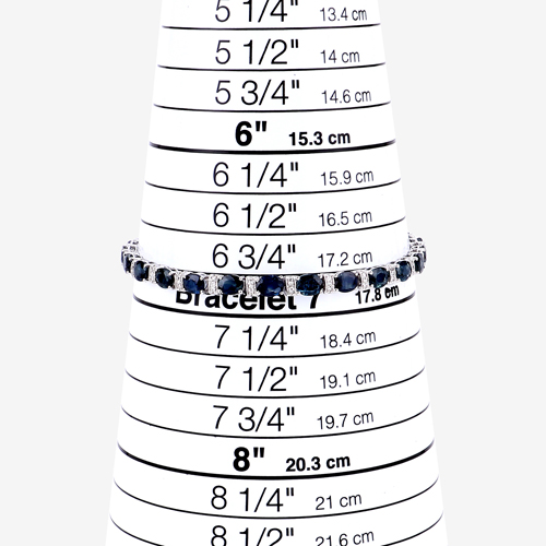 8.76 Carat Genuine Blue Sapphire and White Diamond 14K White Gold Bracelet