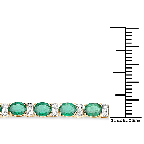 7.80 Carat Genuine Zambian Emerald and White Diamond 14K Yellow Gold Bracelet