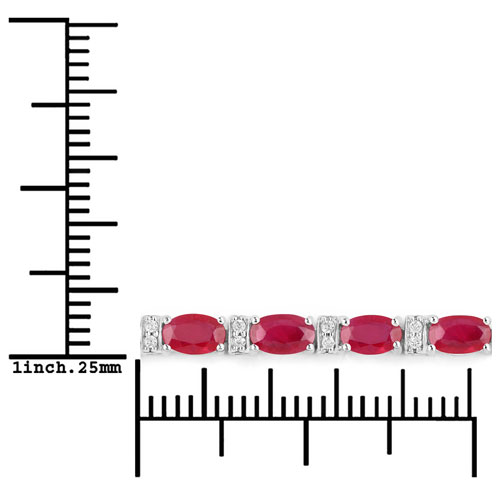 6.98 Carat Genuine Ruby and White Diamond 14K White Gold Bracelet