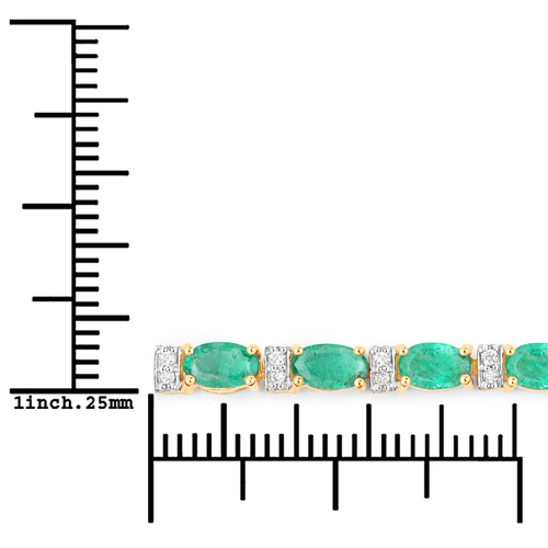 4.98 Carat Genuine Zambian Emerald and White Diamond 14K Yellow Gold Bracelet