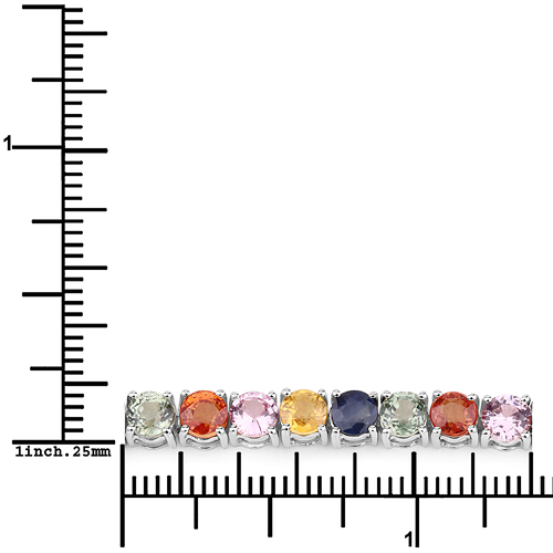 3.78 Carat Genuine Multi-Gems and 0.10 ct.t.w Genuine Diamond Accents 14K White Gold Bracelet