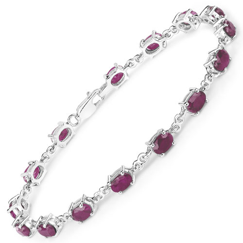 Bracelets-9.00 Carat Genuine Ruby .925 Sterling Silver Bracelet