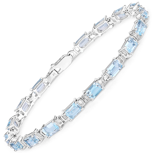 Bracelets-11.56 Carat Genuine Blue Topaz .925 Sterling Silver Bracelet