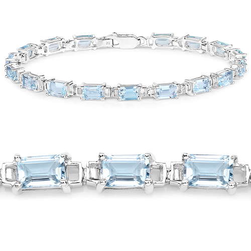 11.56 Carat Genuine Blue Topaz .925 Sterling Silver Bracelet