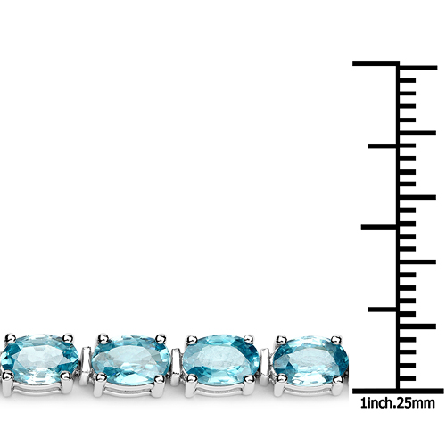 14.30 Carat Genuine Blue Zircon .925 Sterling Silver Bracelet