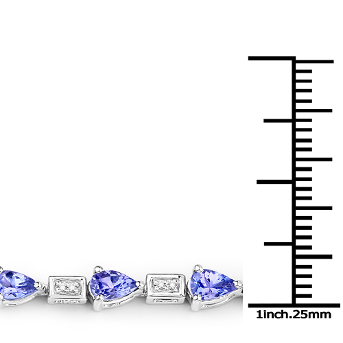 14K White Gold 3.89 Carat Genuine Tanzanite and White Diamond Bracelet