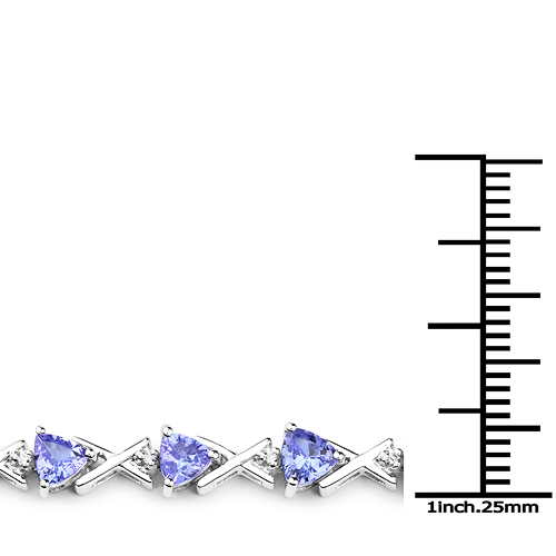 14K White Gold 4.47 Carat Genuine Tanzanite and White Diamond Bracelet